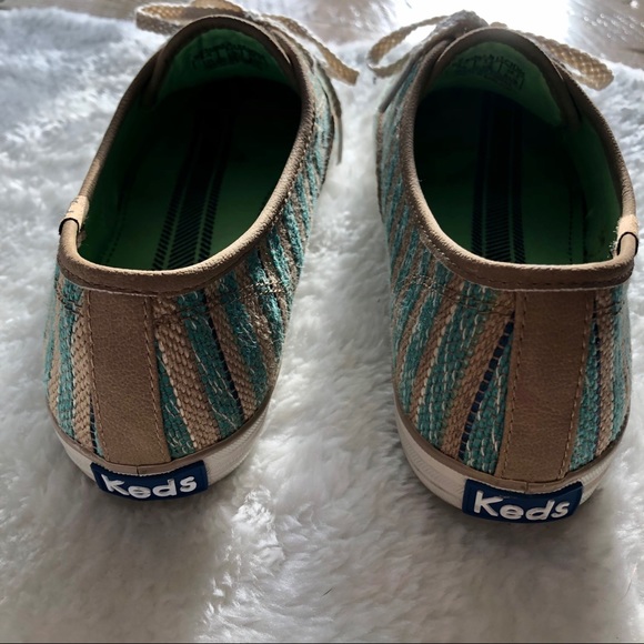 KEDS Aqua & Tan Jute Striped Sneakers - Picture 3 of 7